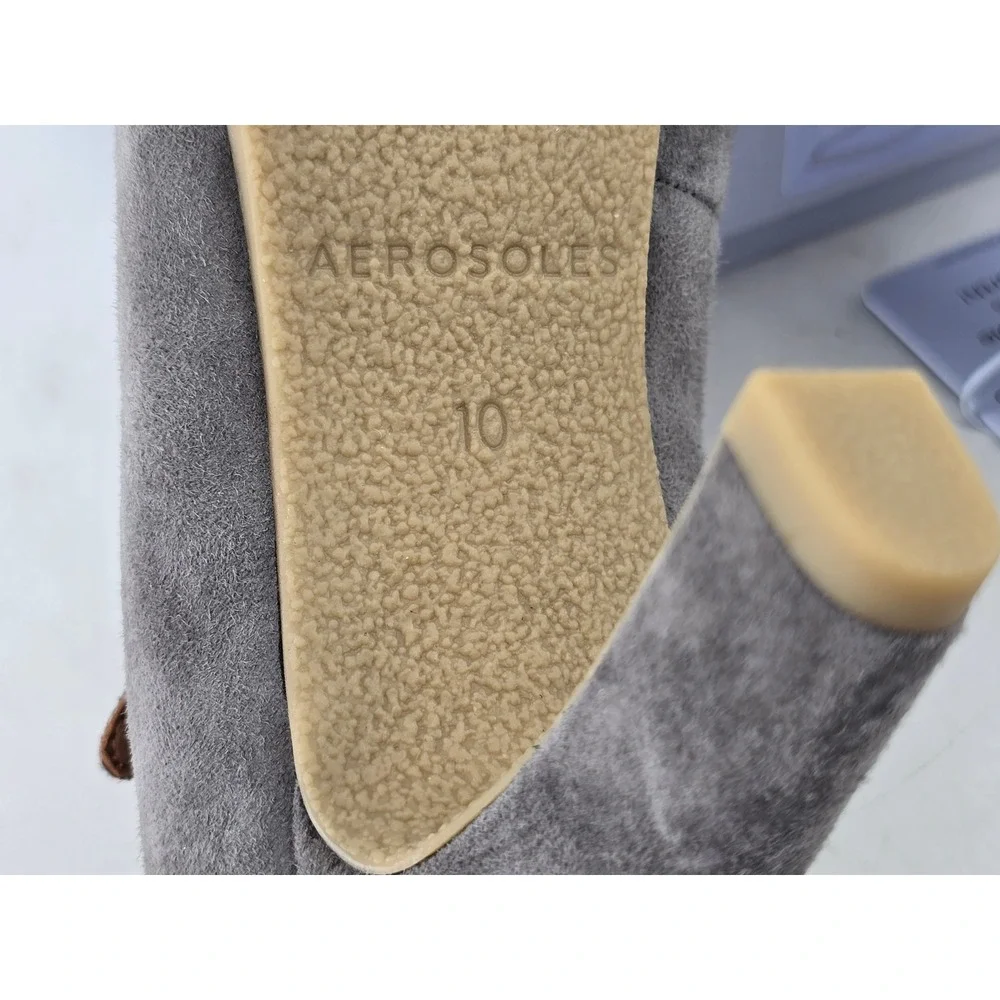 Aerosoles Lois Pump Womens 10M Grey Suede Mary Jane Heel - New